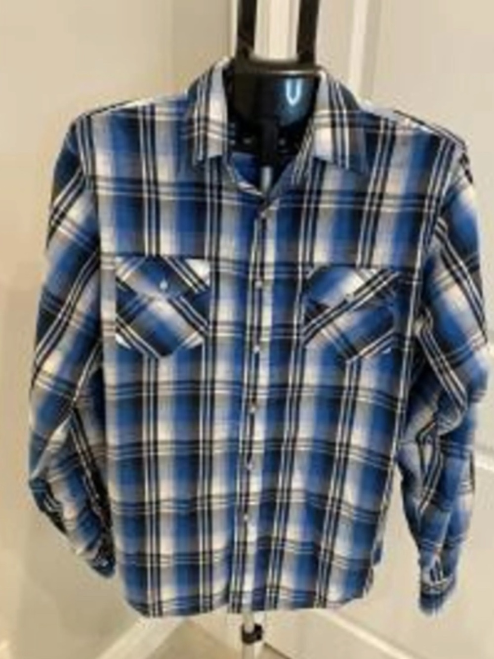 Beverly Hills Polo Club Light And Breezy Blue & Black Long Sleeves Shirt 3XL